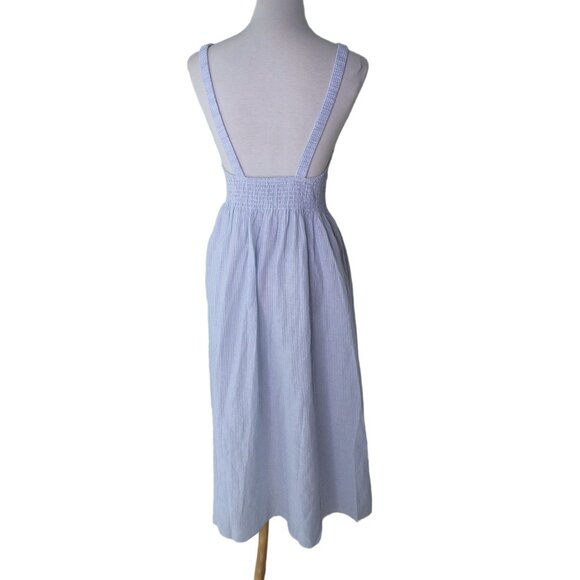 🆕J CREW Smocked Beach Dress Blue Stripe Cotton X-Small #BF192 - Picture 10 of 10